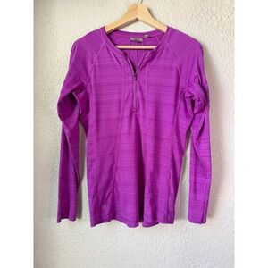 Athleta Purple Striped Long Sleeve‎ Quarter Zip Athletic Top Women's